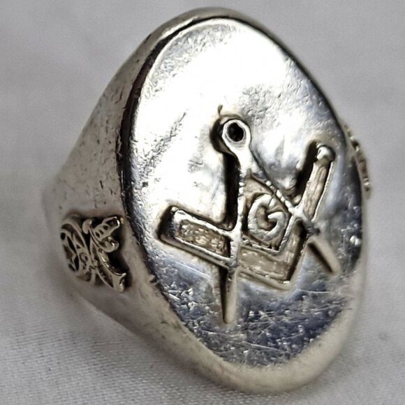Vintage Signet RING MASONIC ~32 Deg~ Freemason Scottish STERLING Sz11.5 25g OOAK